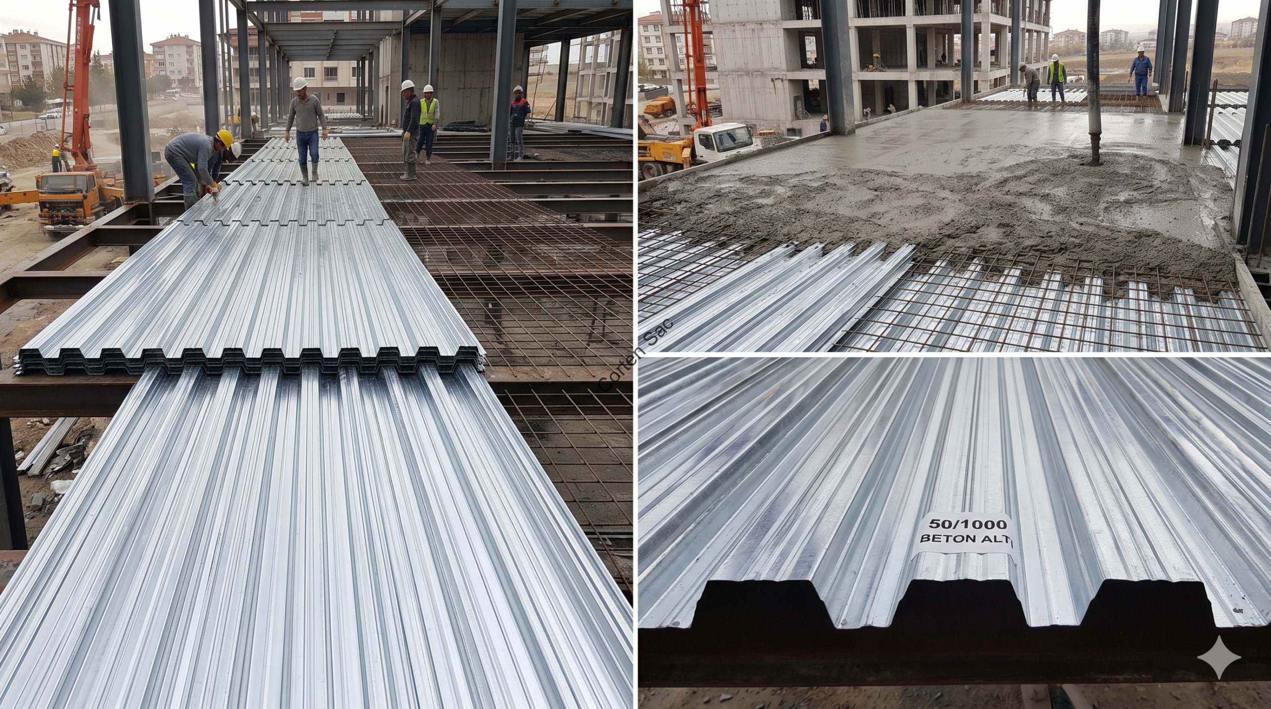 50/1000 beton altı trapez sac taşıma kapasitesi ve açıklık değerlendirmesi