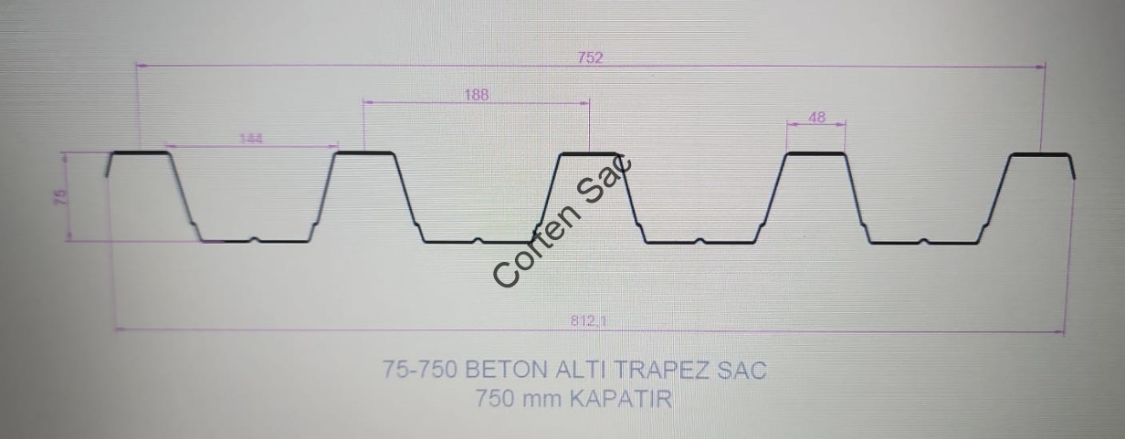 75/750 beton altı trapez sac fiyatları ve yüksek hadveli deck sac formu
